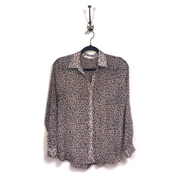 Sheer Leopard print Blouse sz L - Picture 1 of 4